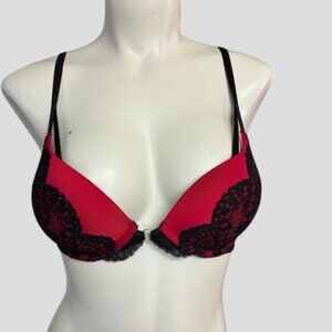 💕2/$35 💕La Senza Hello Sugar 2 Up Cup Plunge Red & Black Lace Bra 32B